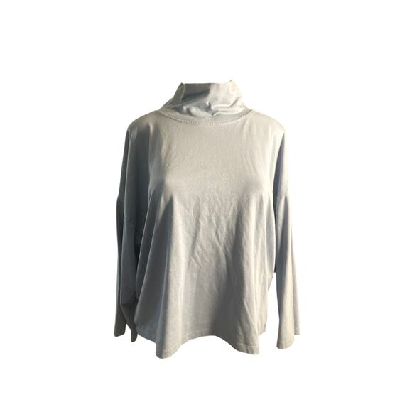 Eileen Fisher Light Gray Blue Mock Neck Top XL - Picture 2 of 6